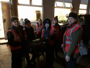 Scouts volunteering during a litter pick