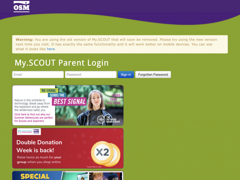 The old My.SCOUT portal