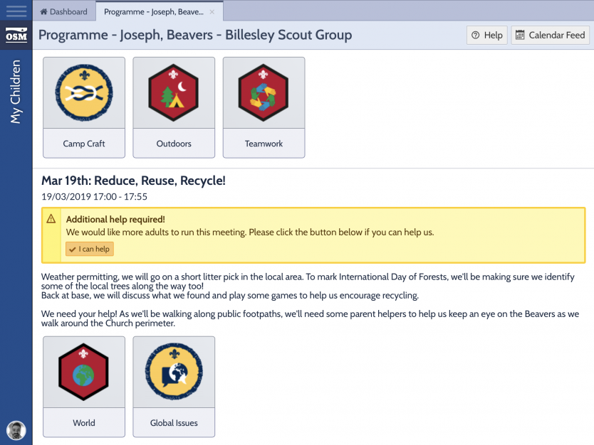 Parent Rota Request on OSM Parent Portal